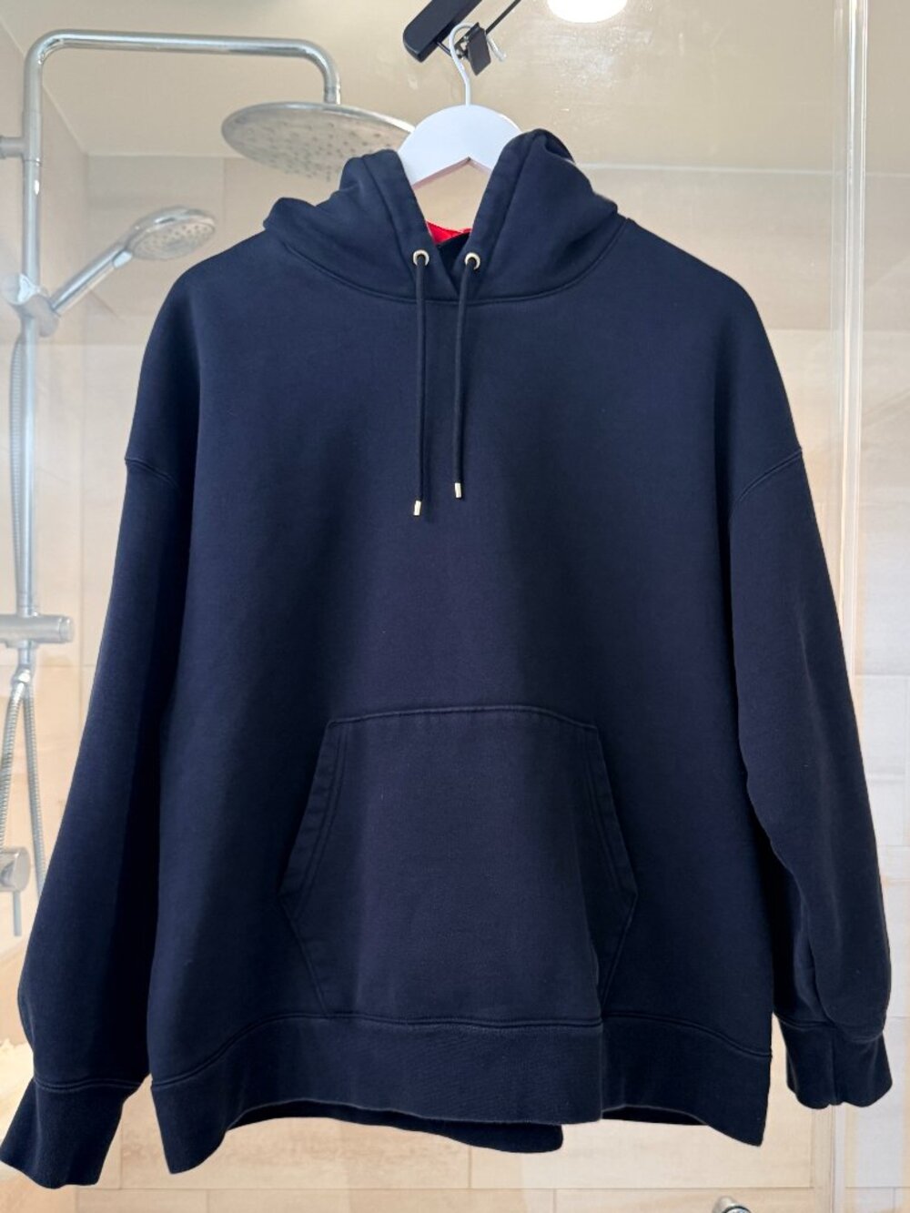 Air Jordan Flight Fleece w/Red Satin lined Hoodie Size M Black Sweatshirt